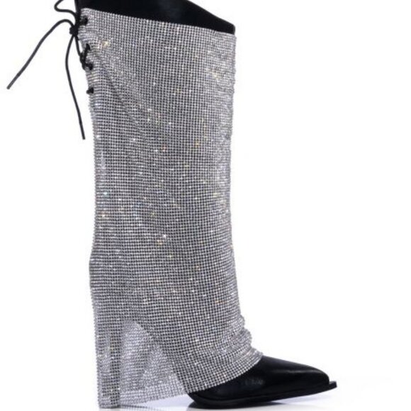AZALEA WANG " TAKE COVER " EMBELLISHED STILETTO BOOT / BLACK  (BRAND NEW !!!! - Picture 4 of 10